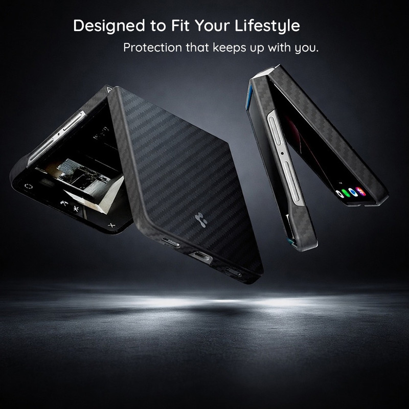Husa pentru Samsung Galaxy Z Flip 8 Spigen Air Skin Aramid MagFit, Fibra de aramida, Incarcare wireless, Compatibila MagSafe, Calitate premium, Negru imageye 3013363