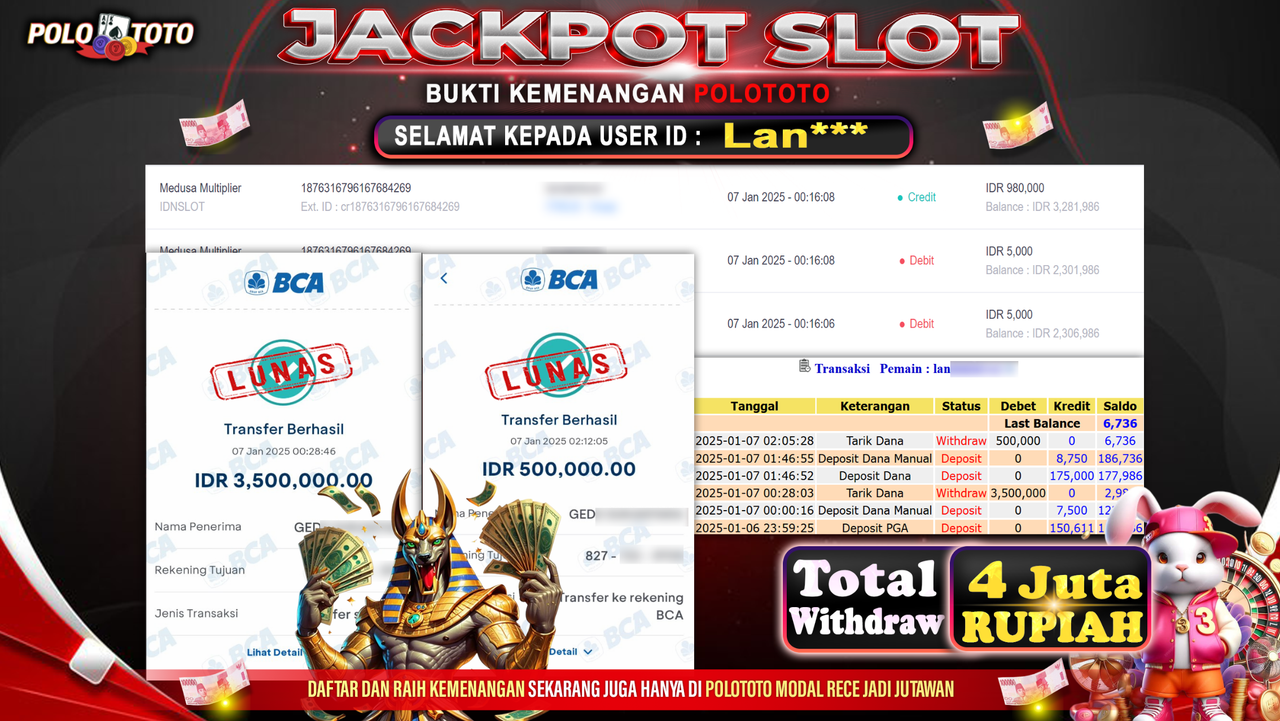 POLOTOTO JACKPOT SLOT MEDUSA MULTIPLIER Rp.4,000.000,-
