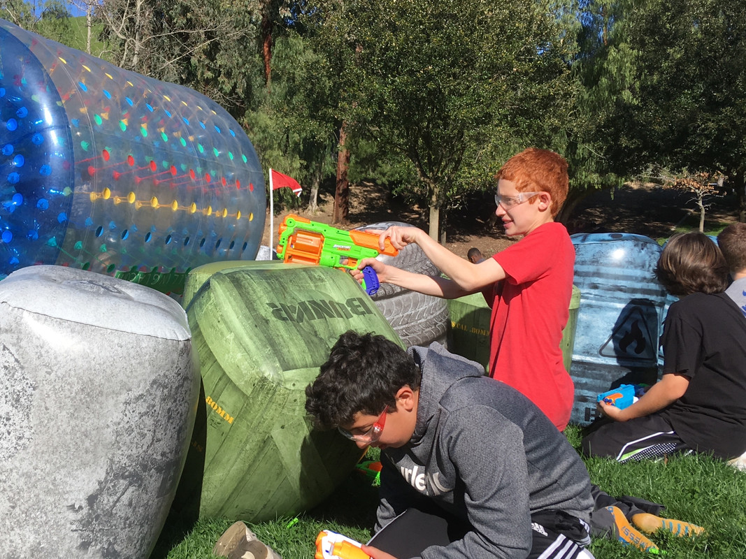 Birthday kid in action during Nerf Wars in Agoura Hills, California on March 16th 2019.