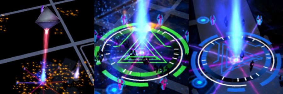 A Shard, an ENL Target Portal and a RES Target Portal, seen on the Ingress Scanner A Shard, an ENL Target Portal and a RES Target Portal, seen on the Ingress Scanner