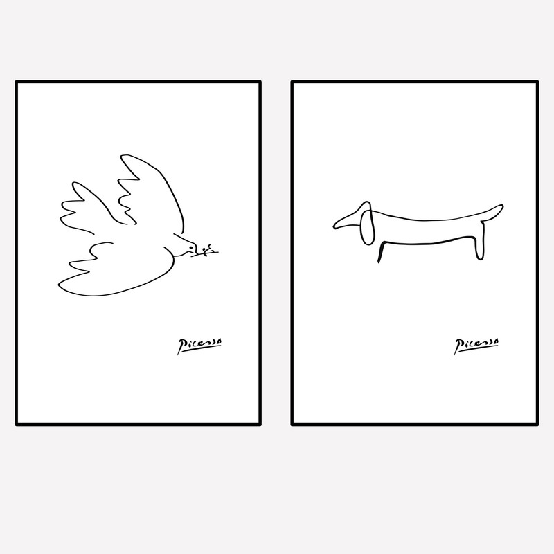 MIP°208 Poster 2er Set A4 A3 Neu Kunstdruck Premium Picasso Art Taube Hund Deko
