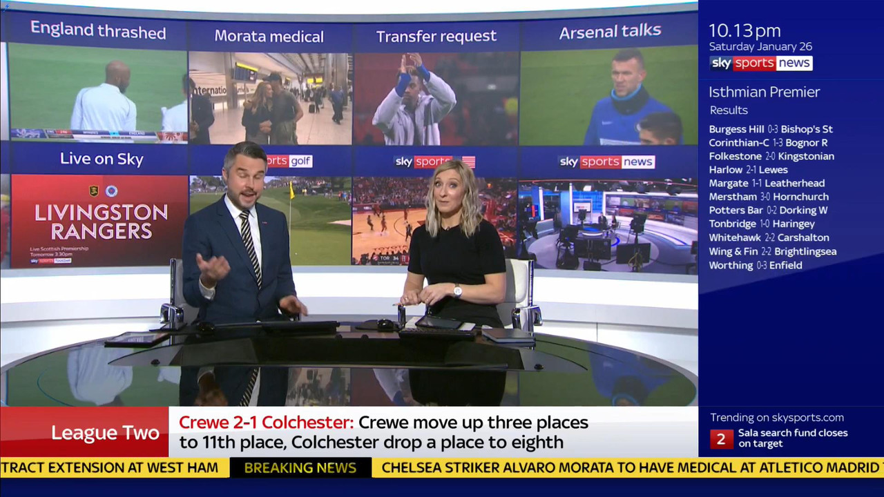 26 January - 22.00.00 - Sky Sports News At Ten. Round up of all 
