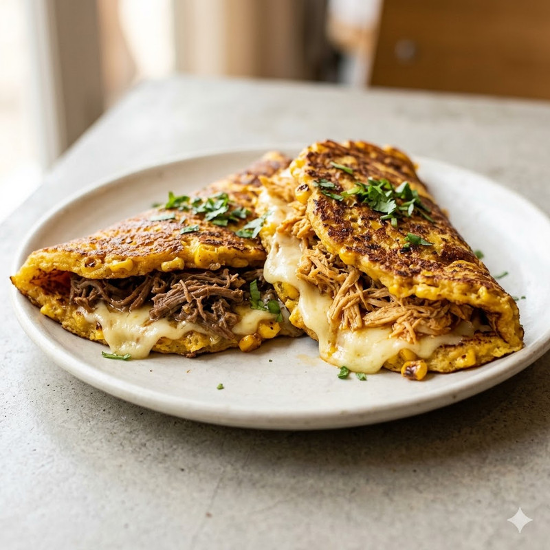 Cachapa De Queso De Mano Con Pollo O Carne