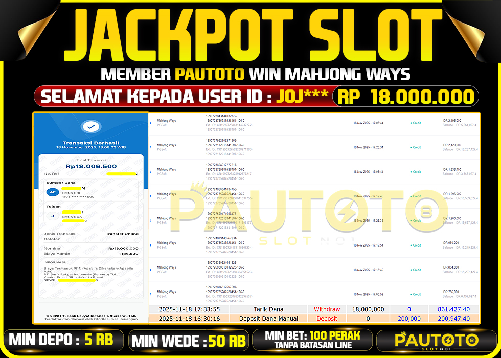 BUKTI JACKPOT LUNAS PAUTOTO