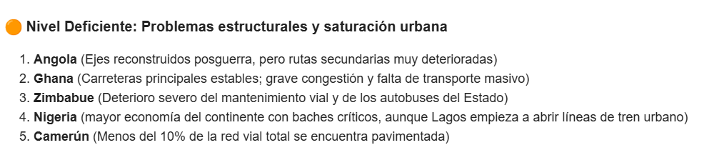 Análisis de la infraestructura vial y del transporte público en - Foro África