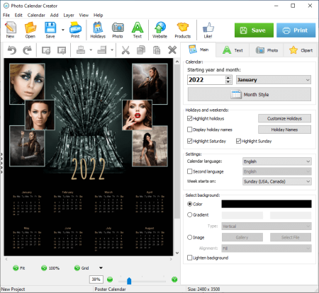 AMS Software Photo Calendar Creator Pro 16.0 Multilingual Portable