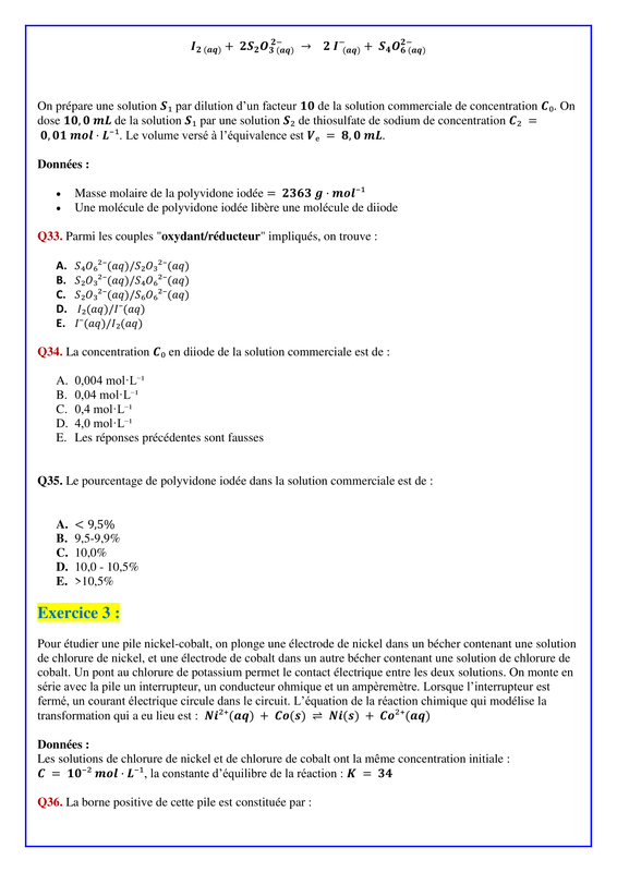 Épreuve Chimie 2023 - Page 2 Page 2 Chimie Concours Médecine 2023