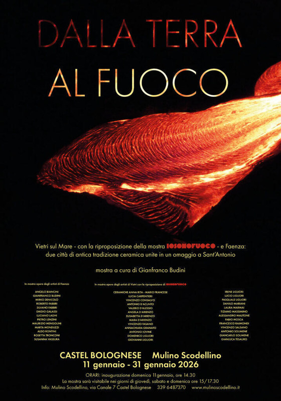 Castel Bolognese, dall’11 al 31 gennaio 2026 la mostra “Dalla terra al fuoco” al Mulino Scodellino