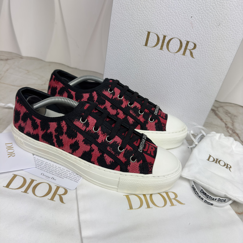 Dior Walk N Dior Trainer Sneakers Leopard Pink Fabric 8.5 US