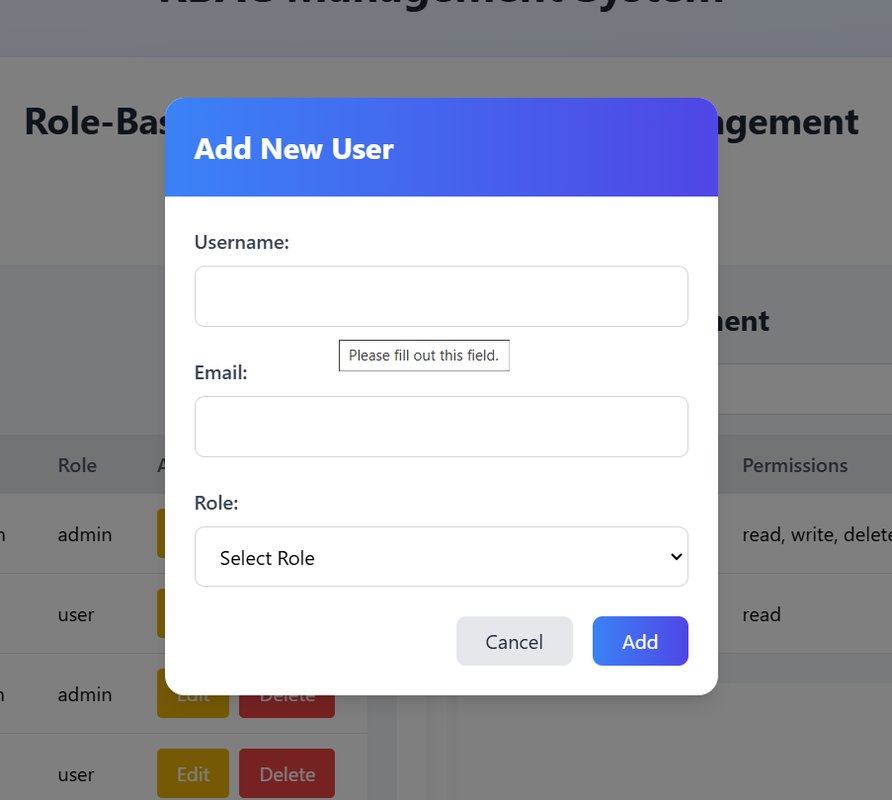 User Management Screenshot