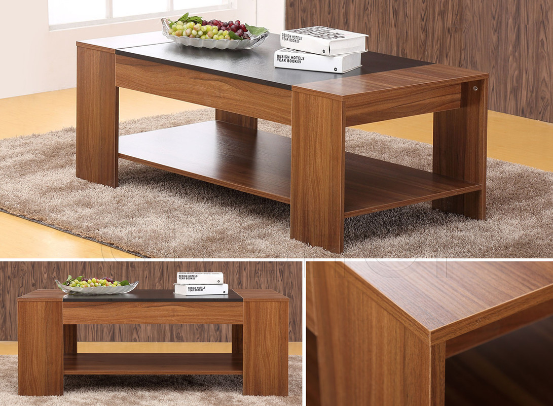 Walnut Coffee Table Tea Wooden Mdf Rectangular Living Room Description Modern Coffee Table
