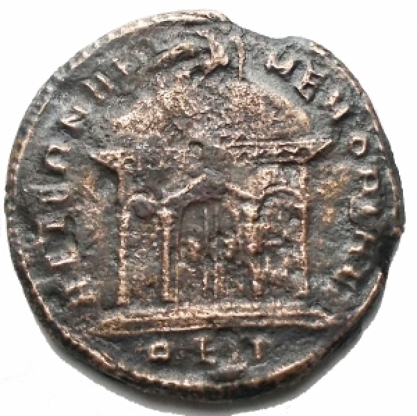 Nummus de Valerio Rómulo, hijo de Majencio.  AETERNAE - MEMORIAE. Templo. Roma 4415R