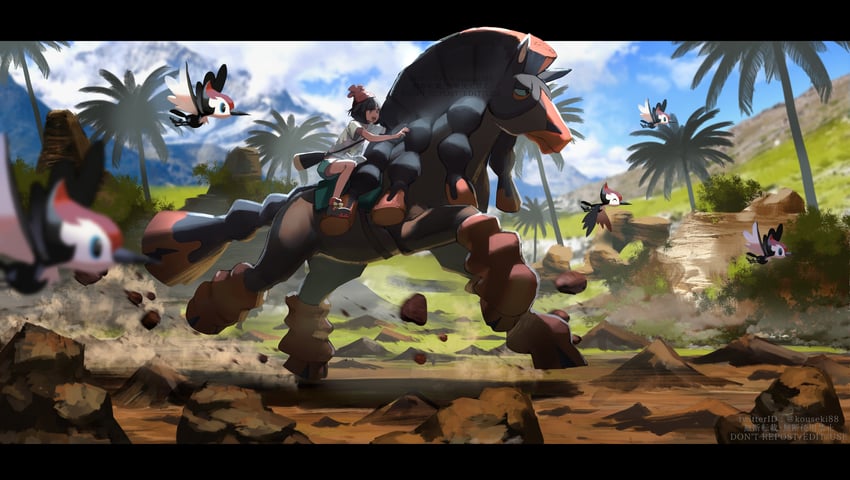selene-pikipek-and-mudsdale-pokemon-and-