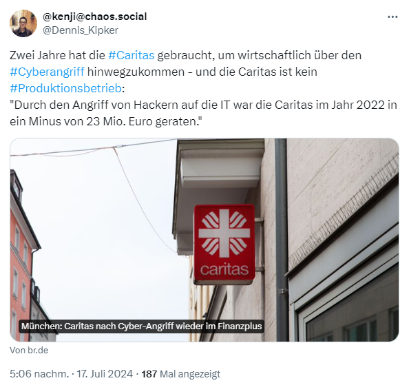 Cyberangriff auf Caritas in 2022