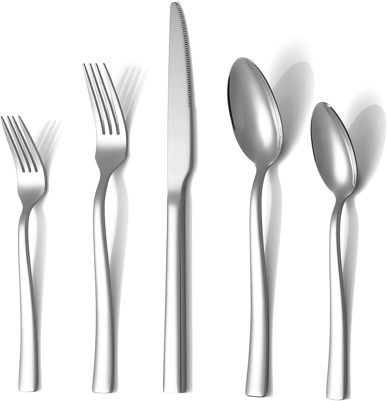 40-Piece Silverware Set for 8 Stainless Steel Flatware Cutlery Square Handles