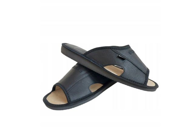 【YOU】 Men's slippers genuine leather black Hand Made Europe.Bosaco | eBay