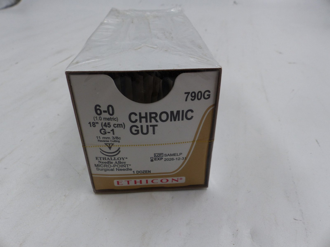 ETHICON 790G 1 DOZEN CHROMIC GUT 6-0 18" G-1 SURGICAL NEEDLES