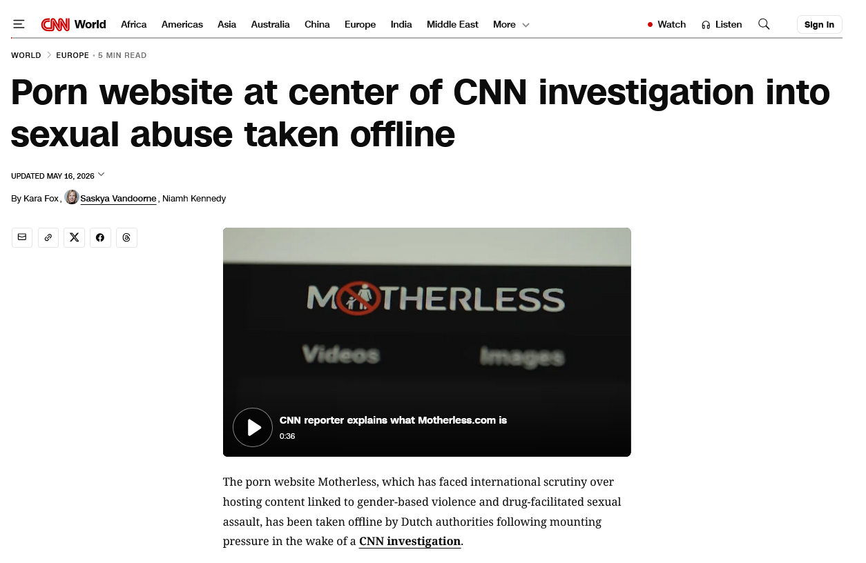Motherless.com  purge  80%  after CNN investigative report