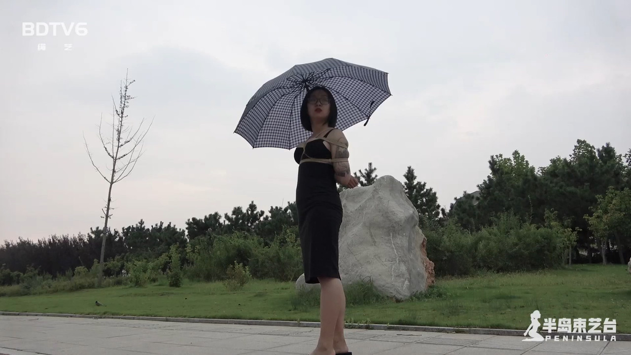半岛束艺 伊莱娜后高手撑伞雨中人行道漫步.mp4_20201025_130851.167