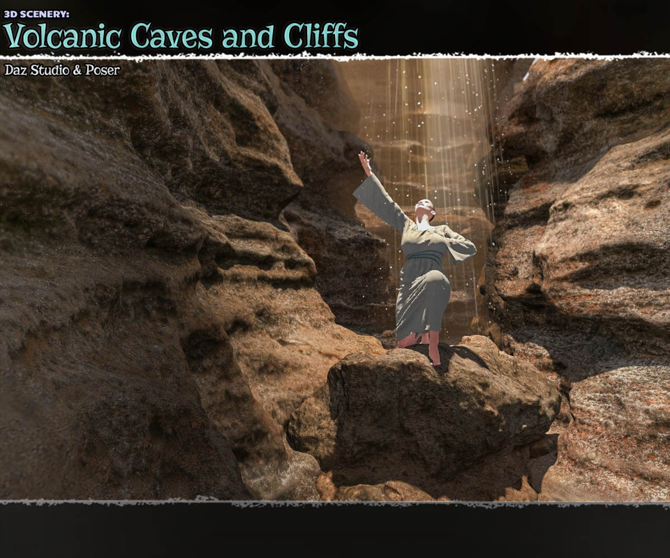 3D Scenery: Volcanic Caves and Cliffs for Poser and Daz Studio