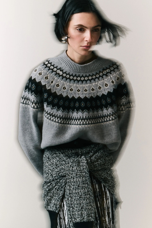 Maglioni Autunno 2026, pullover Fair Isle grigio di Brandon Maxwell