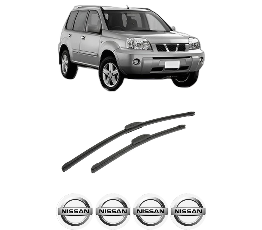 Set stergatoare auto NISSAN X-TRAIL I (T30) din 2001-2013, pentru parbriz auto, 2 bucati, Bosch Aerotwin Retrofit, din cauciuc siliconat rezistent, 4 Stickere Auto NISSAN
