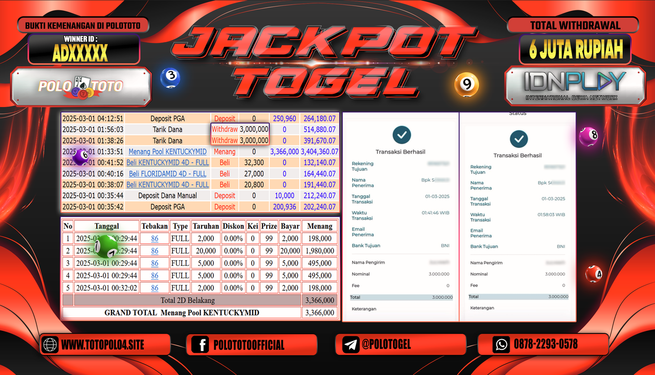 POLOTOTO JACKPOT TOGEL PASARAN KENTUCKYMID Rp.6.000.000,-