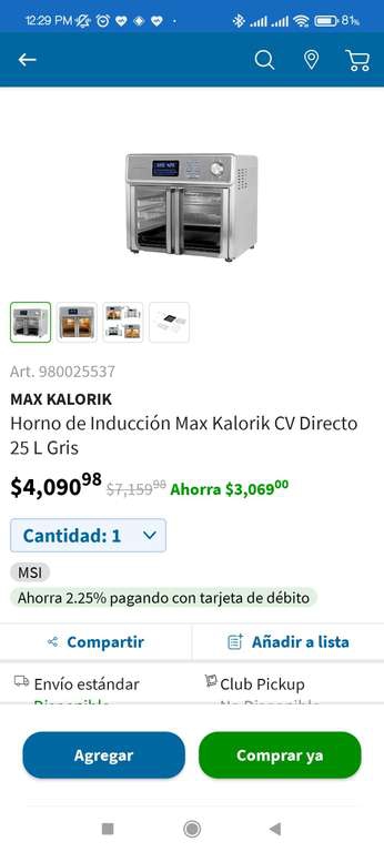 Sam's Club Horno de Inducción Max Kalorik CV Directo 25 L Gris 
