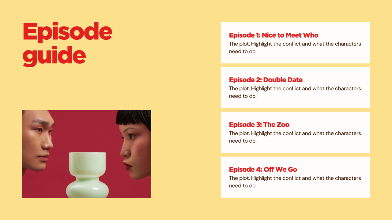 TV and Film Series Bible Presentation in Red Yellow Bold Typographic Style