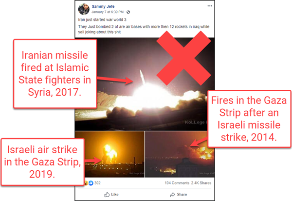 fake photo of Iranian missle strikes