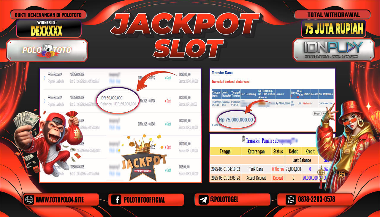 POLOTOTO JACKPOT SLOT PP LIVE BACCARAT A Rp.75.000.000,-