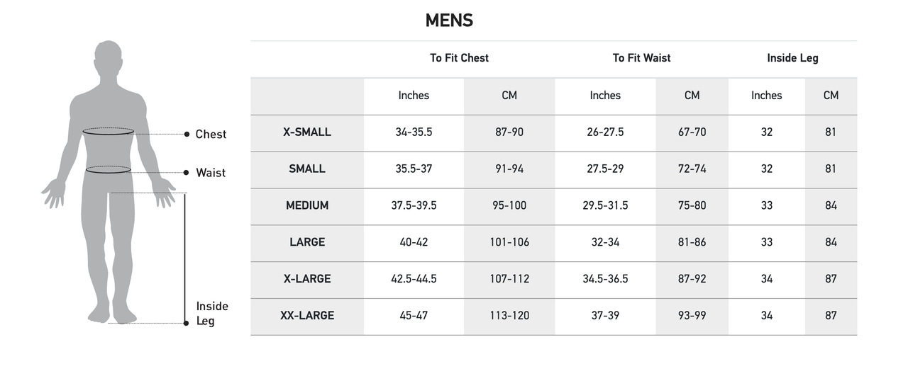 Madison Clothing Size Chart