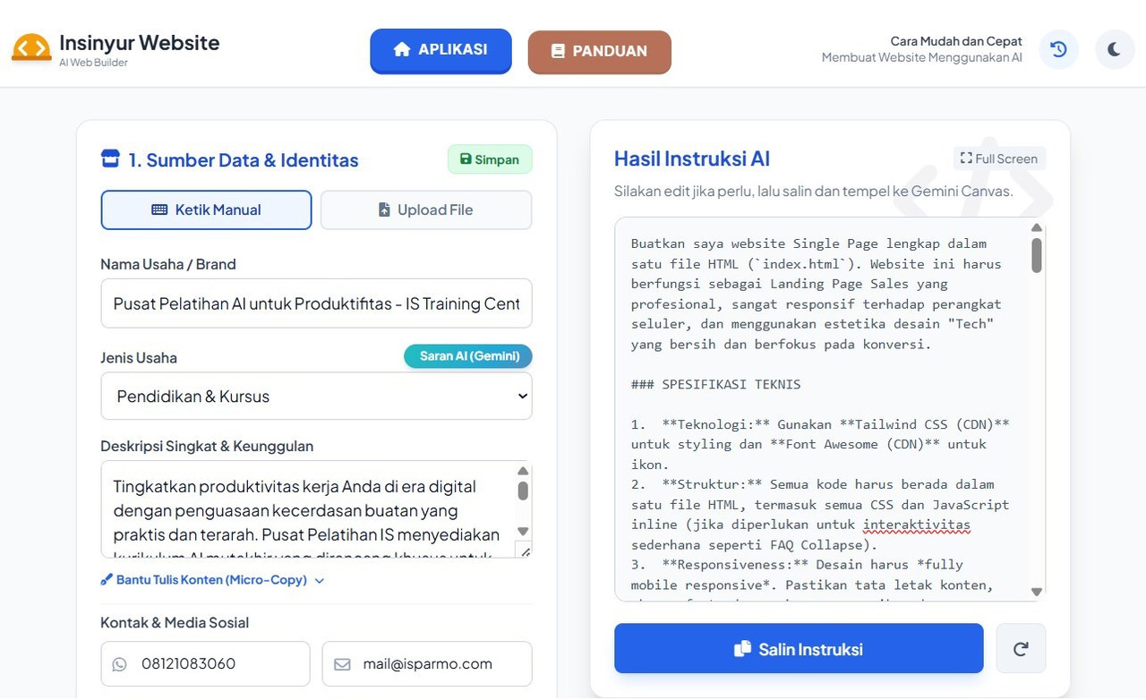 Preview Aplikasi Insinyur Website