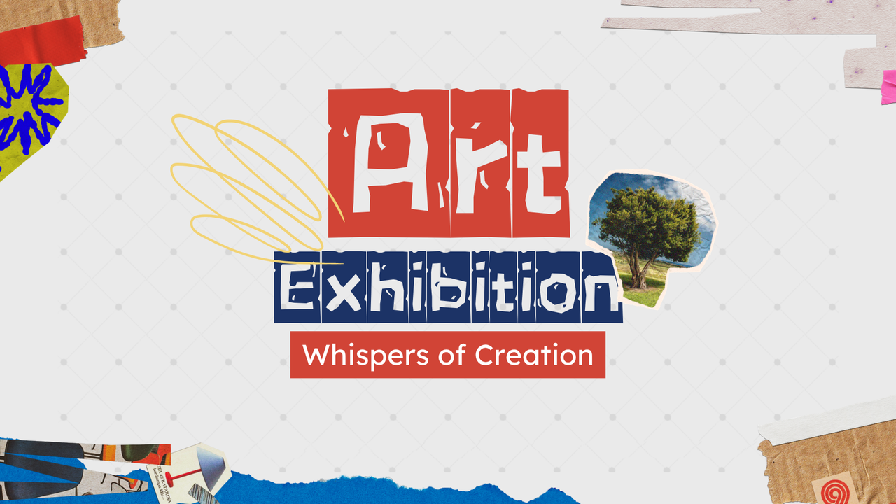 Blue and Red Collage Art Exhibition Presentation