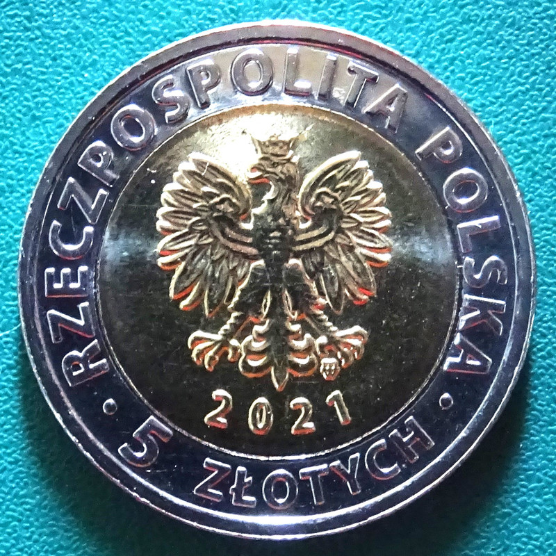 5 Zloty. Polonia (2021) Puerta de la grua de Gdansk POL-5-Zloty-2021-Puerta-de-la-grua-en-Gdansk-anv