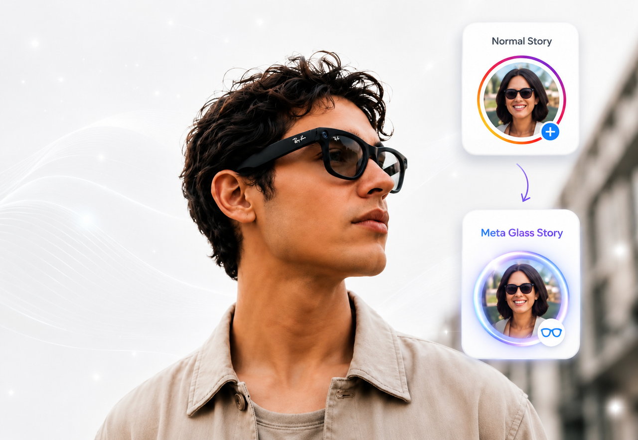 Man wearing Ray-Ban Meta glasses