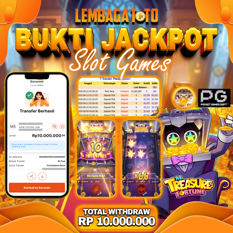 BUKTI JACKPOT 13 AGUSTUS LEMBAGATOTO TREASURE FORTUNE  Rp.10.000.000,- LUNAS