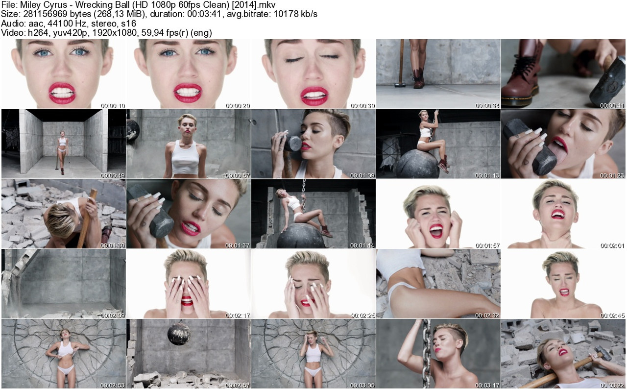 Miley Cyrus - Wrecking Ball (WEBRip  HD 1080p 60fps Clean) [2014]