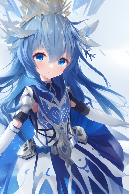 00006-1259936422.0-DATE_ A_LIVE, detailed ((armor)) [white_dress] and blue gloves, arm up, 7yo littl