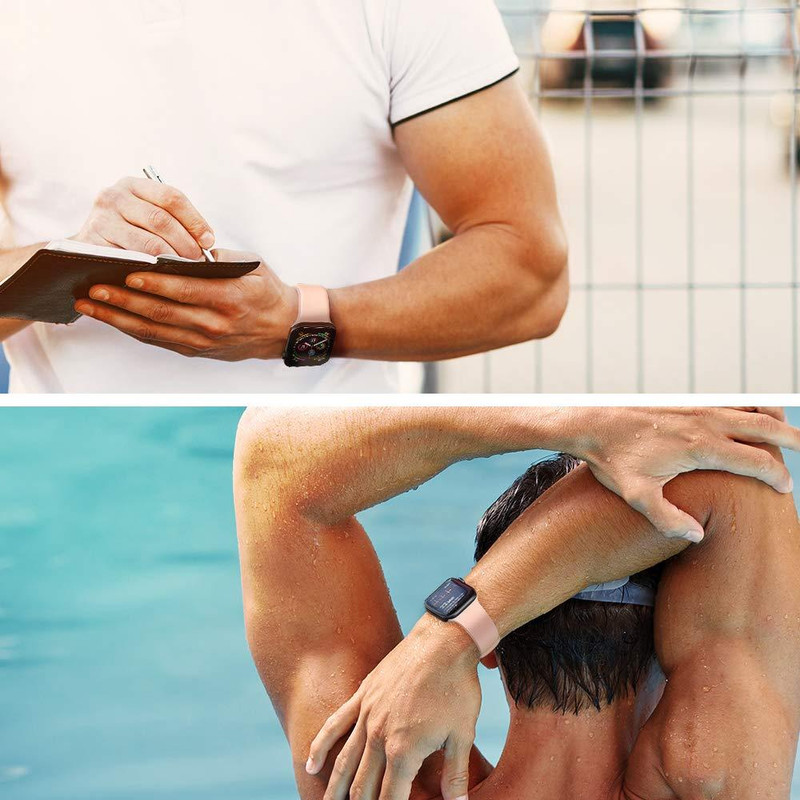 Una persona ajustando la correa Spigen Air Fit en su Apple Watch.