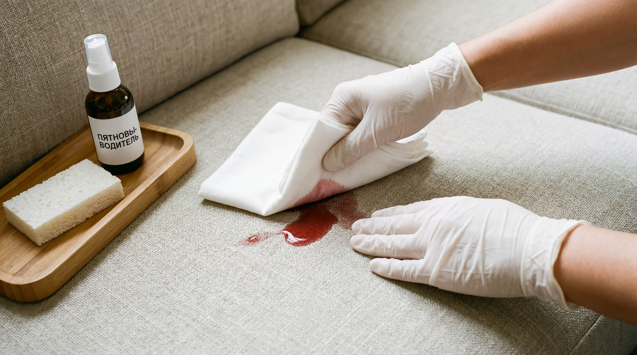 Экстренная чистка пятна: аккуратное промокание салфеткой без растирания