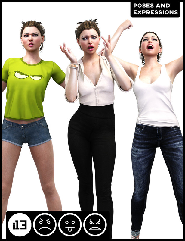 i13 Anger Disgust and Rage Poses and Expressions for Genesis 3 Female(s)
