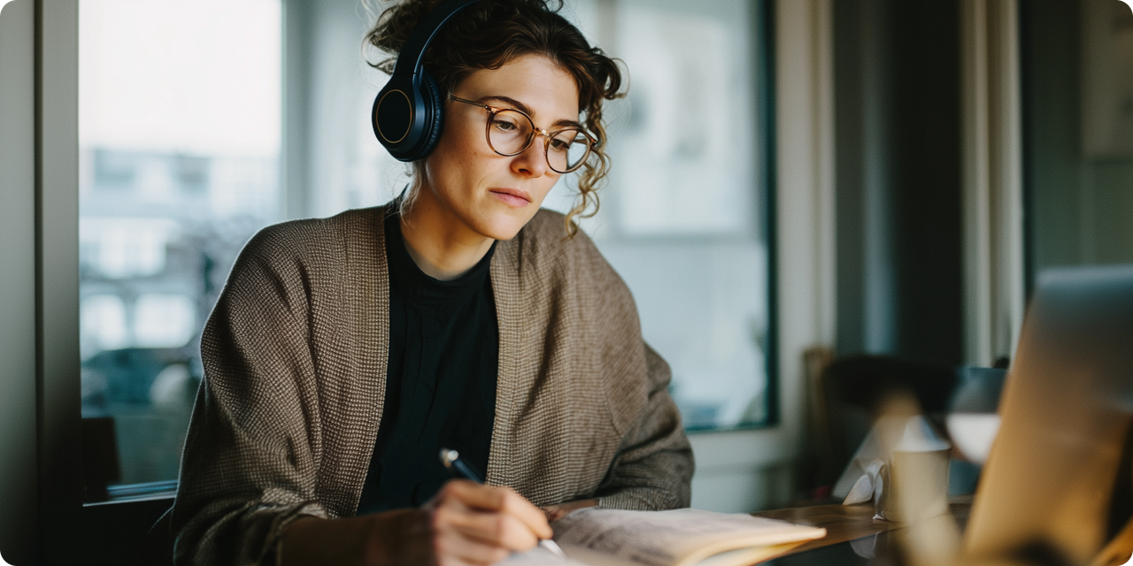 Woman listening with headphones