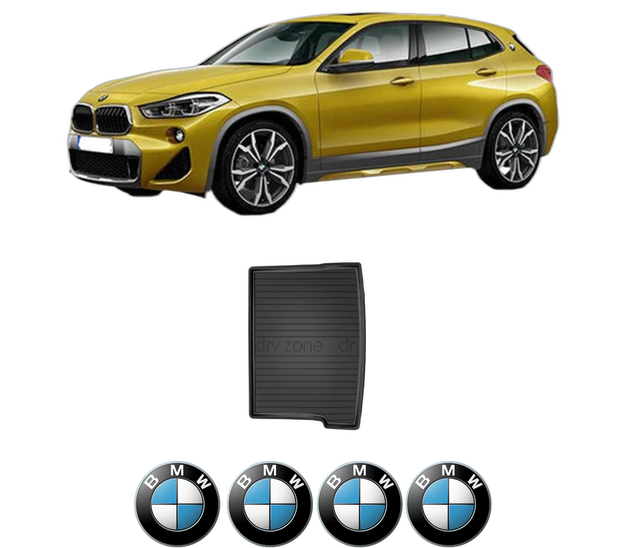 Tavita Portbagaj BMW Seria X2 (F39) din 2017-2023, Protectie Portbagaj Auto, 4x Stickere auto cu BMW