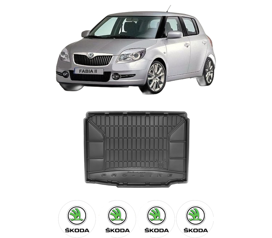 Tavita Portbagaj SKODA FABIA II (542) din 2006-2014, Protectie Portbagaj Auto, 4x Stickere auto cu SKODA