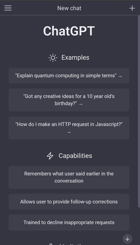 chat.gtp A.I menu