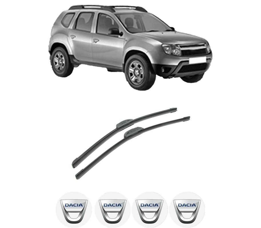 Set stergatoare auto DACIA DUSTER (HS_) din 2010-2018, pentru parbriz auto, 2 bucati, Bosch Aerotwin Retrofit, din cauciuc siliconat rezistent, 4 Stickere Auto DACIA
