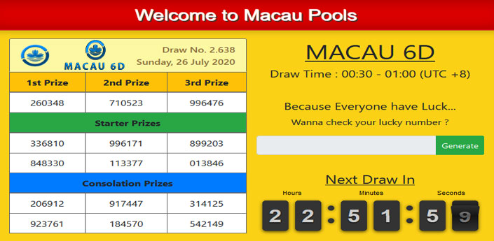 Macau Pools Live Result Macau 6d Macau Lottery Macau Sweep