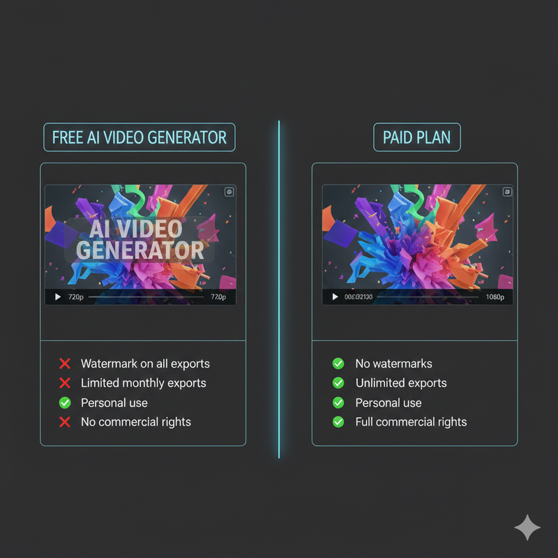 Comparison of free vs paid AI video generator outputs
