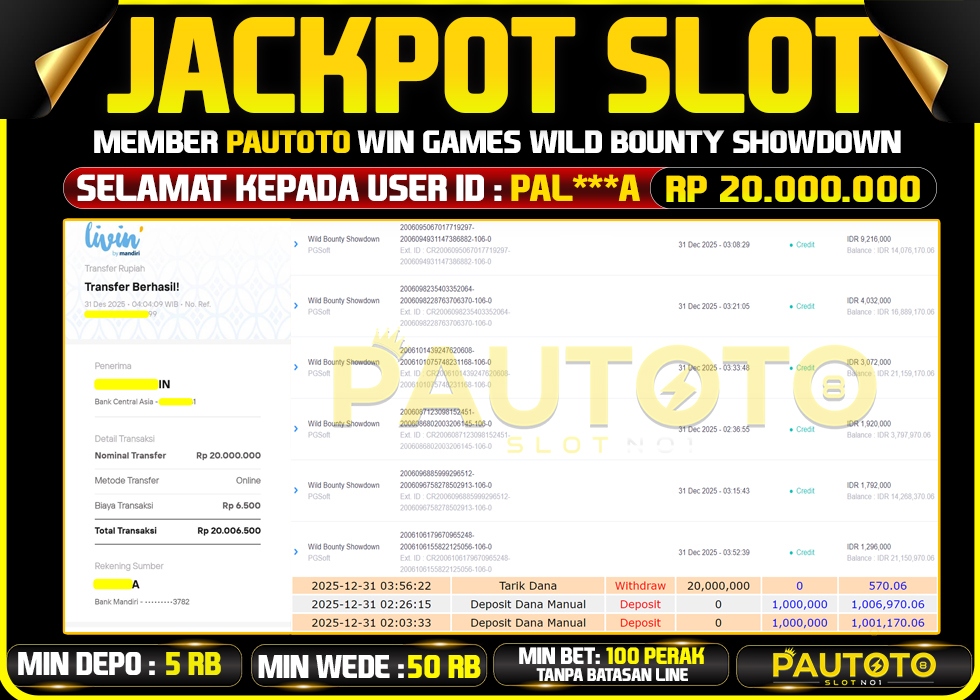 BUKTI JACKPOT LUNAS PAUTOTO